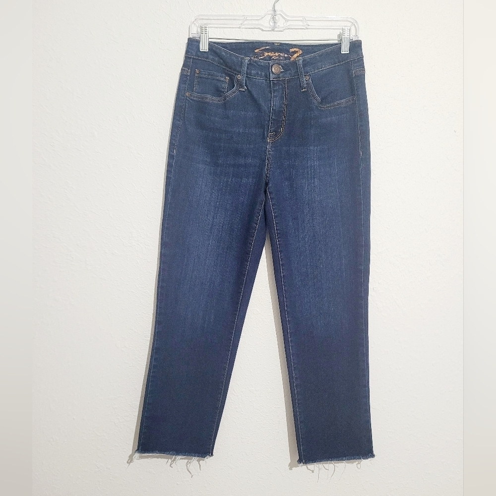 7 Seven For All Mankind Women's Jeans Straight Crop Denim Size 4 Raw hem